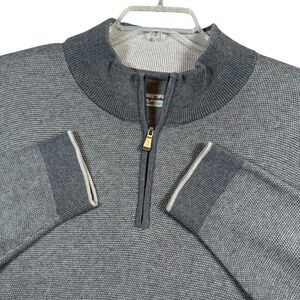 Tommy Bahama IslandZone Mens XL Gray Quarter Zip Pullover Cotton Coolmax Sweater